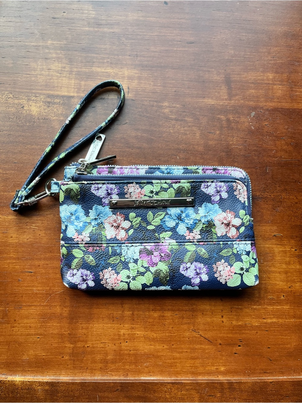 Floral Wristlet Clutch - Navy Multi